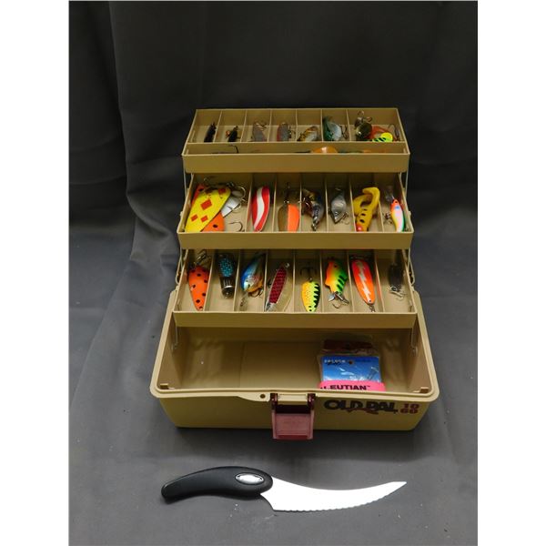 Old Pal 1060 Fishing Tackle Box FULL of Lures, Filet Blade, Etc