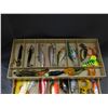 Image 2 : Old Pal 1060 Fishing Tackle Box FULL of Lures, Filet Blade, Etc