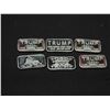 Image 2 : Lot of 6 marked 1 Gram 0.999 Fine Silver TRUMP Bars