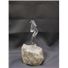 Image 4 : Glass "Owl Sitting In Tree" Mounted in Rock Decoration