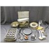 Image 1 : Lot of Assorted Aluminum Kitchen Ware, Baking Trays, Cupcakes, Cake Molds, Utensils, Loaf Pans, Etc