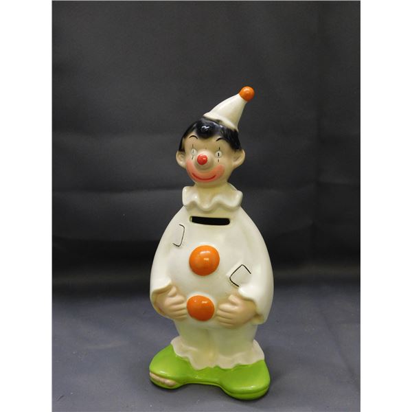 Ceramic Clown Coin Bank 11" Tall