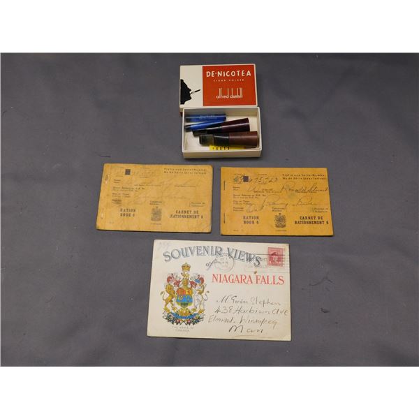 WW2 Ration Books, WW2 Era Niagra Falls Postcards Set, Dunhill Cigar Holders