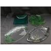 Image 1 : Lot of 4 Green Glass Serving Trays Dishes