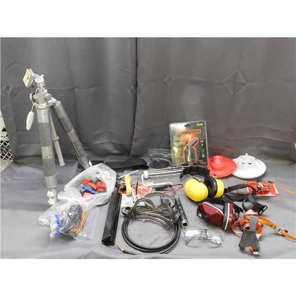 Lot of Assorted Construction / Home Repair Items Headphones, Protective Glasses, Power Inverter, Et