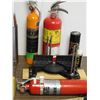 Image 2 : Lot of Fire Extinguishers, Canvas Work Bag, Etc