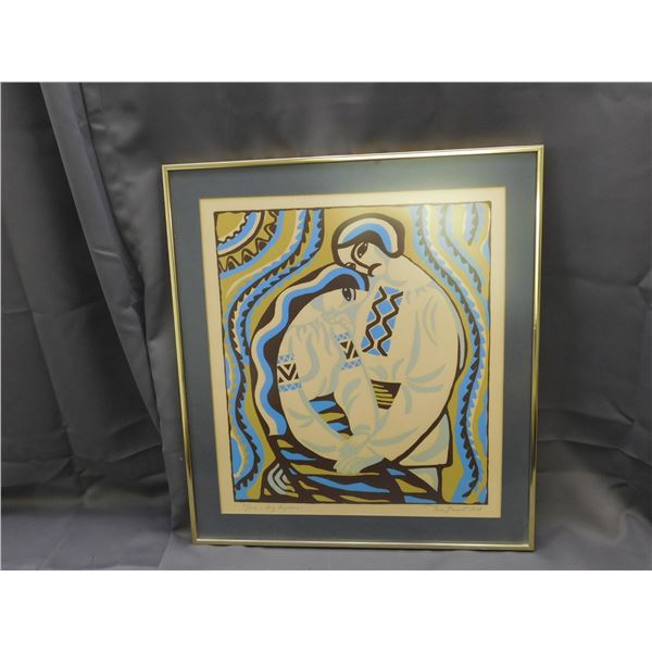 Numbered and Signed Silk Screen Art Printing of Man and Woman 1974 75/150