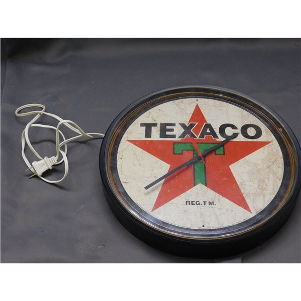 Texaco Plug In / Electric Wall Clock 12" Diameter