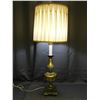 Image 1 : Marble Base Vintage Gold & White Lamp with Fabric Shade Ornate *works*