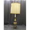 Image 2 : Marble Base Vintage Gold & White Lamp with Fabric Shade Ornate *works*