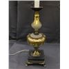Image 4 : Marble Base Vintage Gold & White Lamp with Fabric Shade Ornate *works*