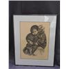 Image 1 : 1983 Patti Lindstrand Mother with Child 17" x 21" Framed Print
