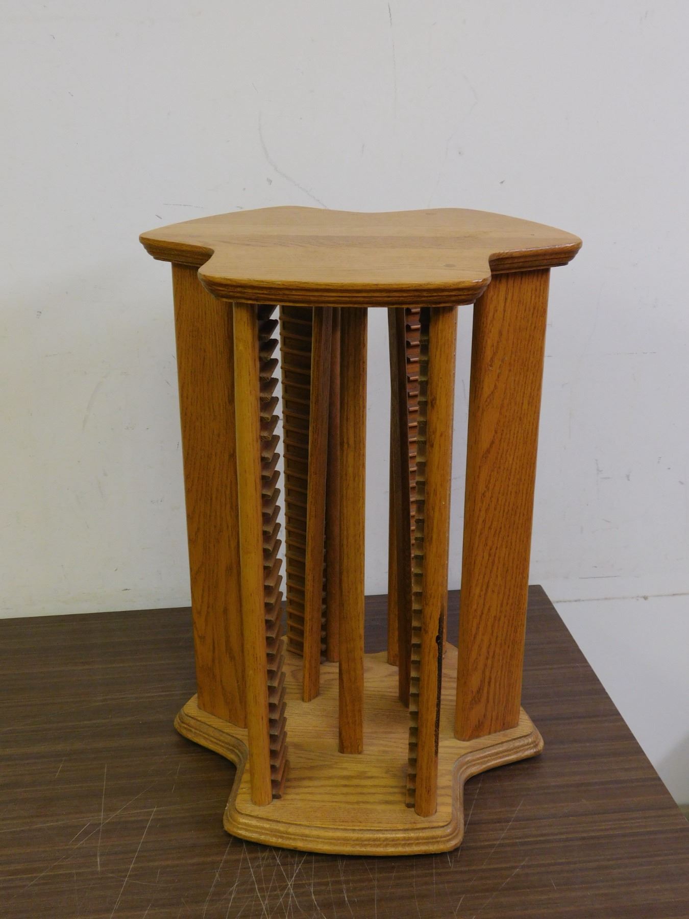 Small Wooden CD Rack Spinning