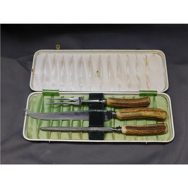 Birks Stag Handle Carving Set