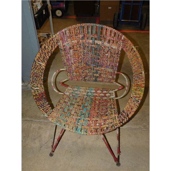 Round Woven Basket Chair Wrapped in Rope