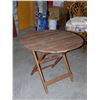 Image 1 : Folding Round Wooden Patio Table / Umbrella Table