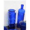 Image 2 : Lot of Blue Plastic & Glass Kitchen Wares Salad Server with 5 Bowls, Cobalt Vases, Cutlery Tray