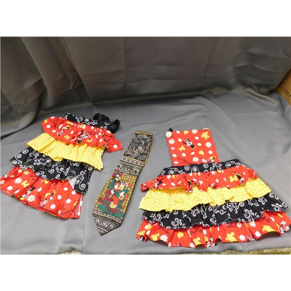 Lot of 3 Mickey Mouse Aprons & Goofy Tie