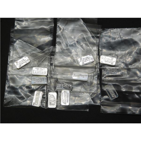 Lot of 12 1 Gram .999 Silver Candy Town Mint Chocolate Bar Bars