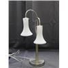 Image 1 : Chrome & Frosted Milk Glass Table Lamp *works*