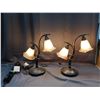 Image 1 : Pair of Tulip Amber Shade Desk Lamps with Bronzed Arms *working*