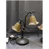 Image 4 : Pair of Tulip Amber Shade Desk Lamps with Bronzed Arms *working*