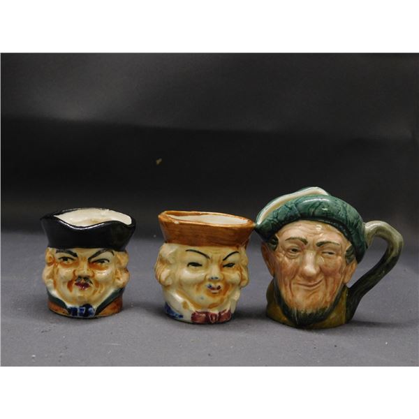 3pcs Figural Mini Head Toby Mugs 1 Royal Doulton Porcelain