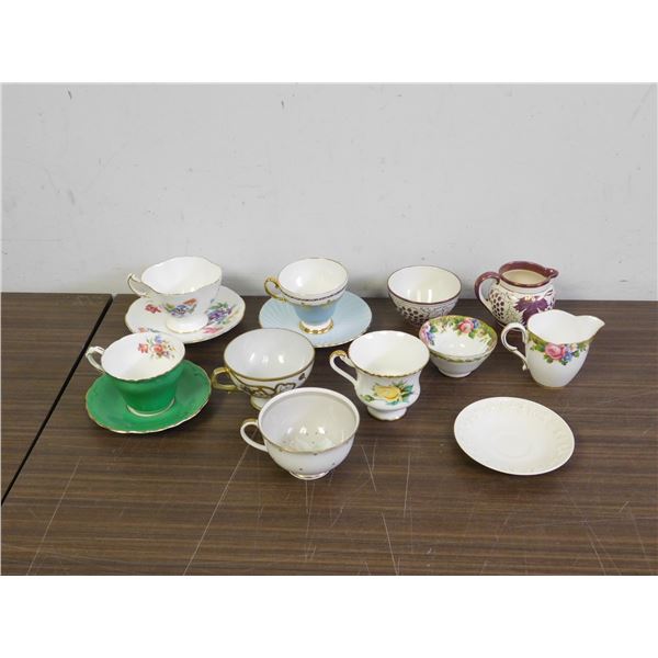 14pcs 3 Tea Cups & Saucers, 2 Cream & Sugar Sets, Paragon, Foley, Misc Tea Cups Fine Bone China, Etc