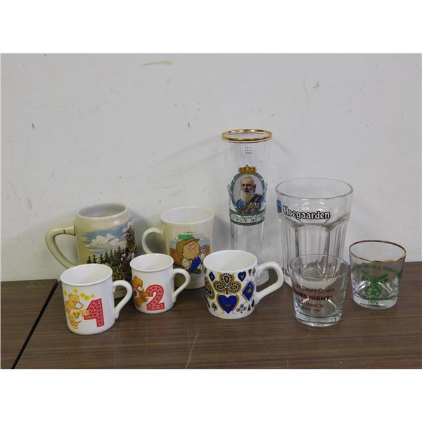 Lot of 8pcs Assorted Mugs Care Bears, Beer / Bar Glassware. Stein