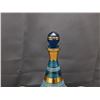 Image 4 : Blue & Gold Striped Art Deco Decanter Set with 6 Wine Glasses