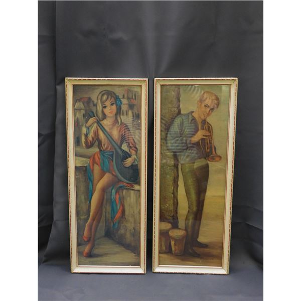 Lot of 2 Textured Canvas Prints Framed MAIO & Medeiros