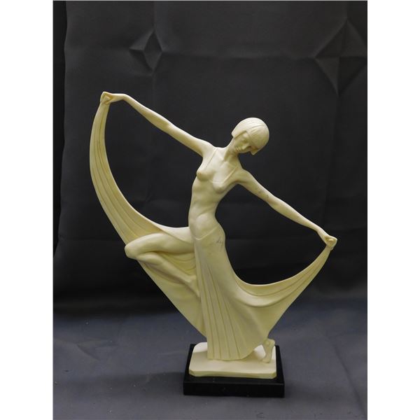 Dancing Woman Statue Artist Signed Resin *neck repaired*