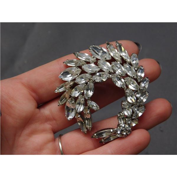 Sherman Rhinestone Brooch.Clear