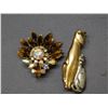 Image 1 : 2pcs Rhinestone Brooch Unmarked & Cat Brooch Unmarked