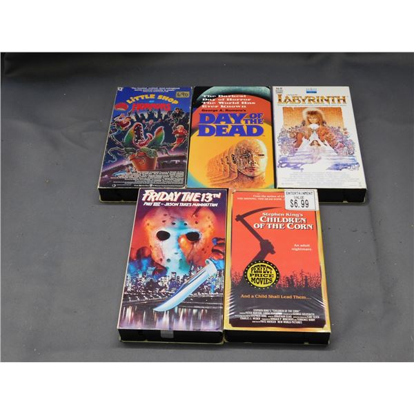Lot of 5 Vintage VHS Horror Labyrinth, Day of the Dead, Friday the 13th, Children of the Corn, Etc