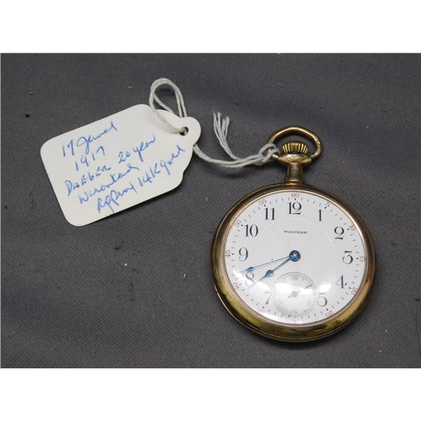 Waltham 1917 17 Jewel 14k Gold Filled Pocket Watch