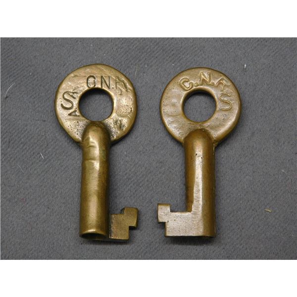 Lot of 2 CNR Canadian National Railway Skeleton Barrel Keys