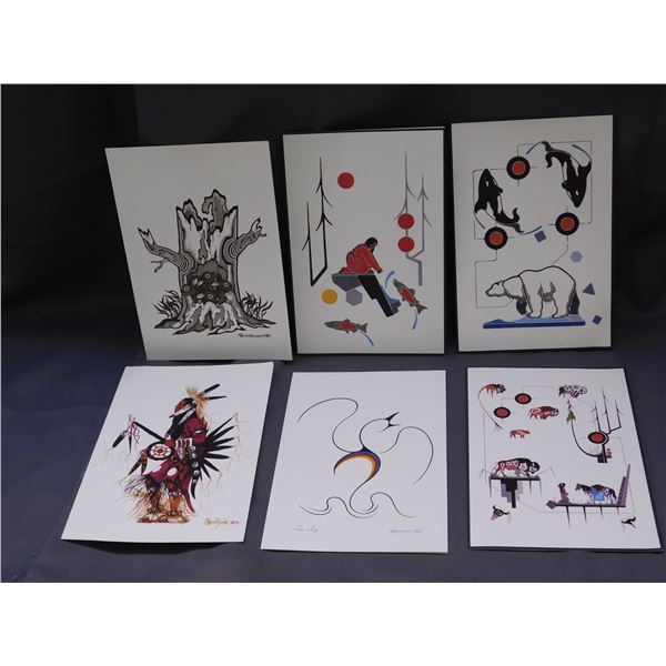 Lot of 6 Indigenous Artists Blank Art Cards 6x9 Robert Kakegamic  David B Williams Cyril Assiniboine