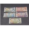 Lot of 5 Vintage Canadian Paper Money $1, $2, $5, $10, $20 1970s