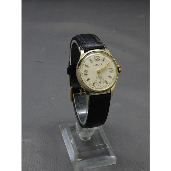 Vandor Mechanical Wristwatch Black Leather Strap