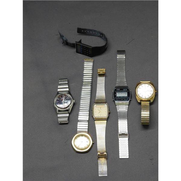 lot of 6 Vintage Quartz Watches (for parts / repair) Mostly Timex