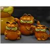 Image 2 : Lot of 6pcs Garfield Pottery Ceramic Cookie Jar, Cream and Sugar, Tea Pot, Toothpick Holder