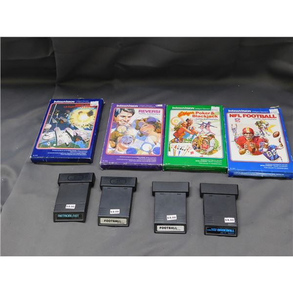 Lot of 8 Vintage Video Games Intellivision Space Armada , NFL, Poker, Reversi, Baseball, Football