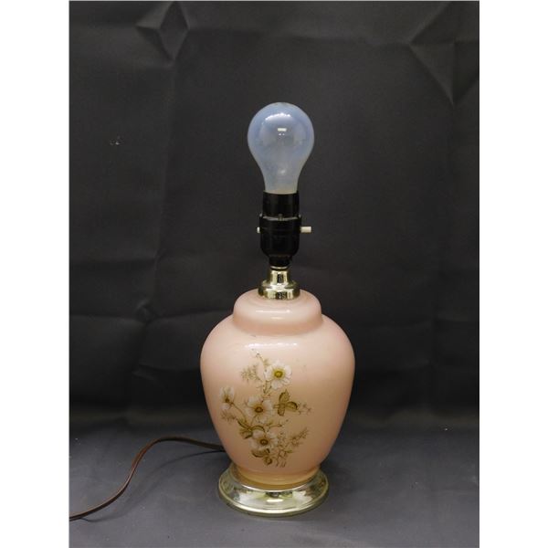 Pink Glass Table Lamp *works*