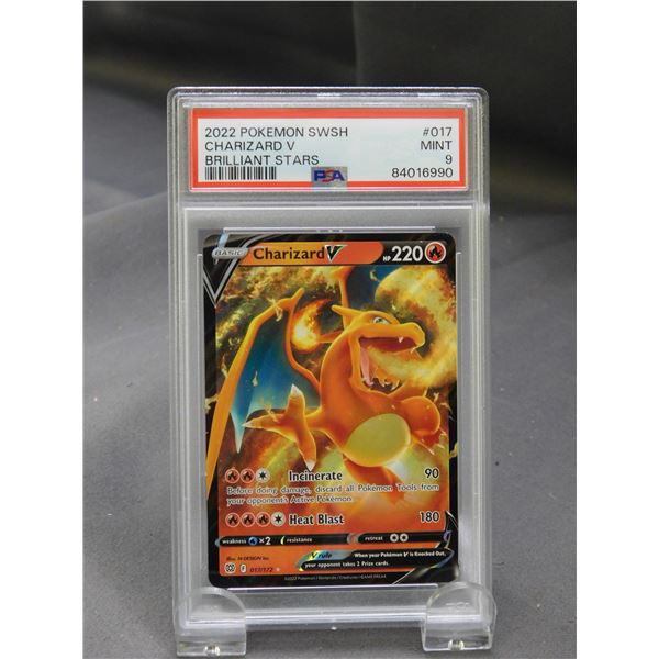 2022 Pokemon SWSH Charizard V Brilliant Stars #017 MINT 9 PSA Graded Card