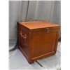 Image 2 : Brown Vinyl Wrapped Storage Trunk / Chest w Leather Handles