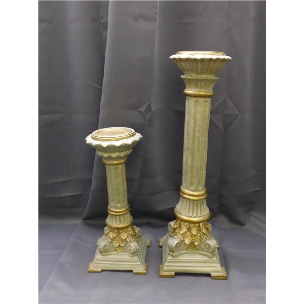 Ornate Candle Pillars Set Large  16" and 2ft Tall