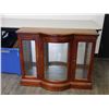 Image 1 : Curved Glass MCM Lighted Credenza with Glass Shelf