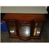 Image 2 : Curved Glass MCM Lighted Credenza with Glass Shelf
