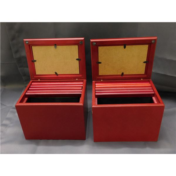 Pair of Red Wooden Boxes with 5 Photo Storage Booklets 4x6 Filing ...
